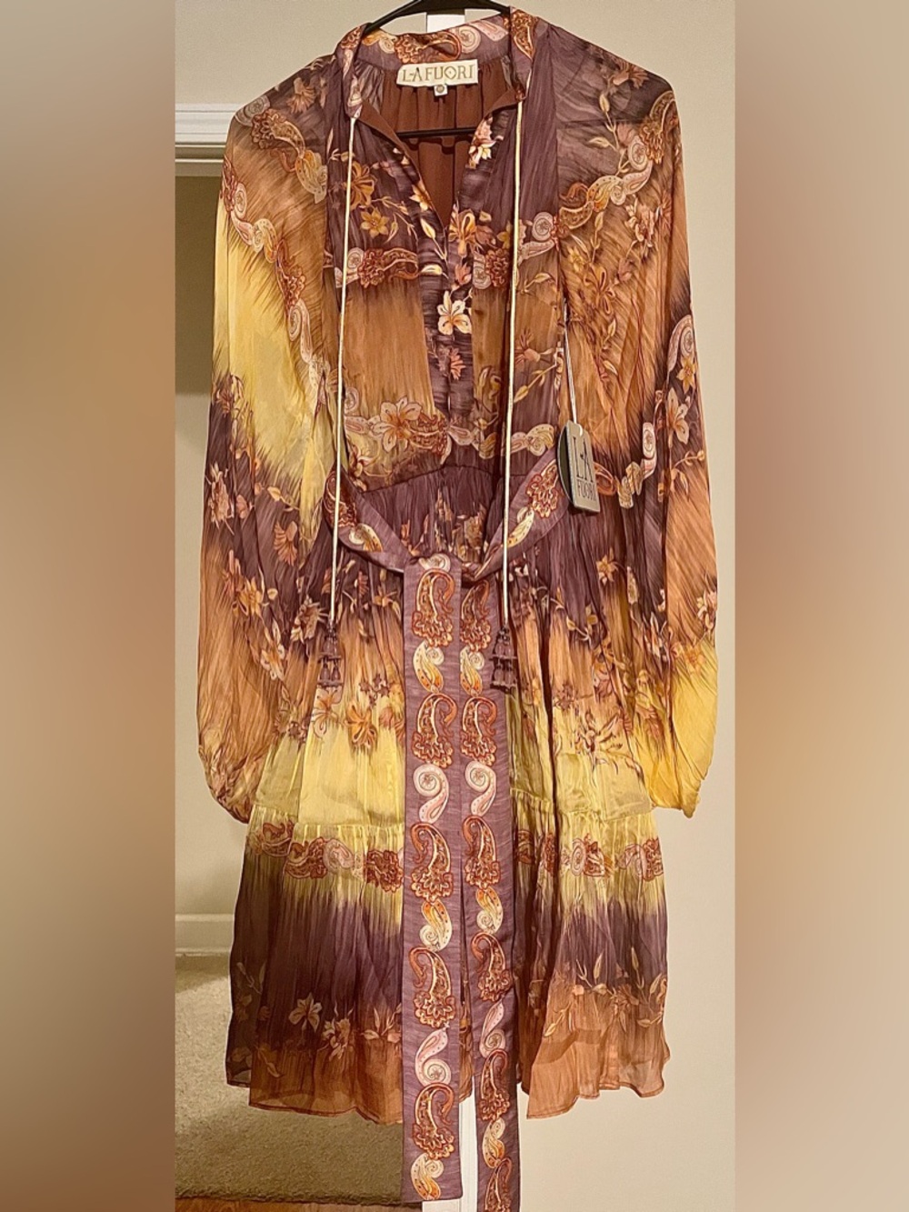 La Fuori Rainbow Stripe 100% Silk Dress size XS NWT MSRP $790 - Picture 2 of 5